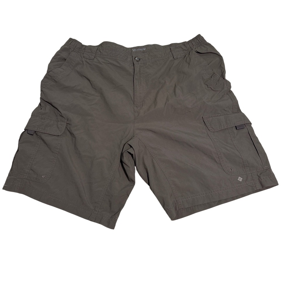 Columbia Omni-Wick Mens XL Grey Brown Cargo Shorts Nylon Ripstop Hiking Fishing